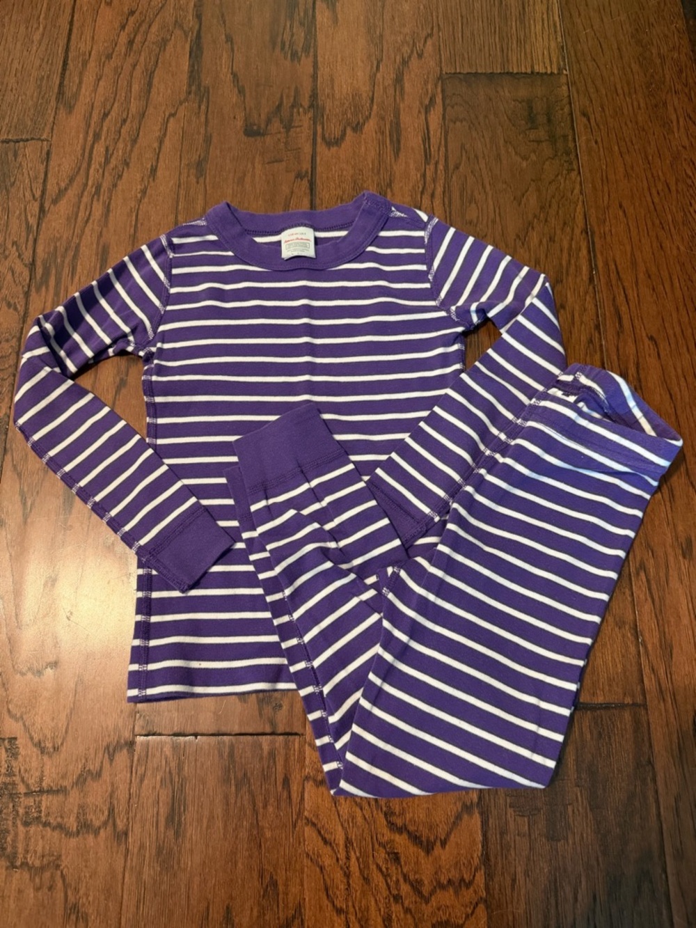 Hanna Andersson Purple & White Striped Kids Pajama Set Size 5